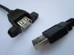 USB 2.0 Panel Mount Mounting screw lock Extension Cable