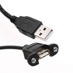 USB 2.0 Panel Mount Mounting screw lock Extension Cable