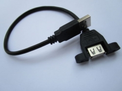 USB 2.0 Panel Mount Mounting screw lock Extension Cable