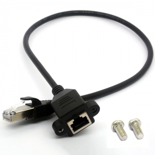 RJ45 Panel Mount Extension Cable with Screw