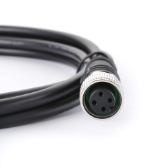 M12 Female 4 Pins Connector Molded with 2M PVC Cable