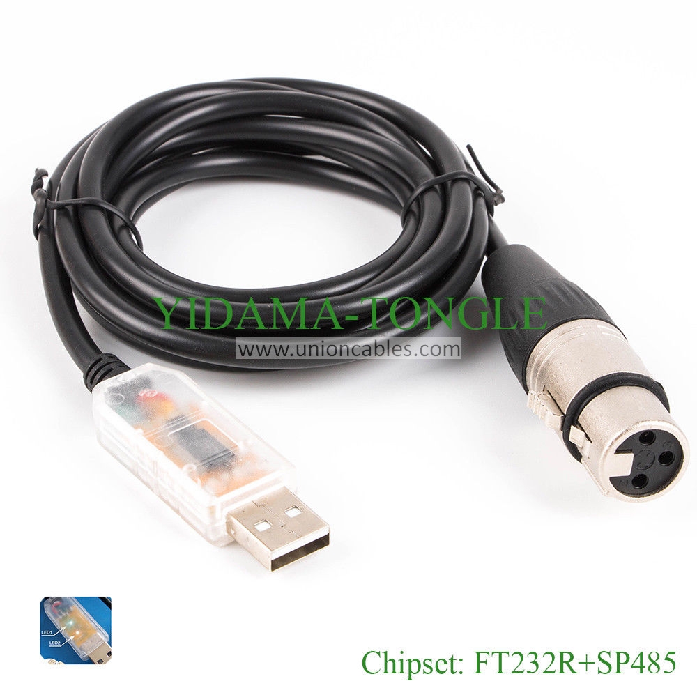 RS485 DMX512 TO USB XLR 3PIN 3P DMX FEMALE DMXKING DMXCONTROL FREESTYLER  DMX400 CABLE QLC+ STAGE LIGHTNING CONTROLLER KABLE Cable length:5M
