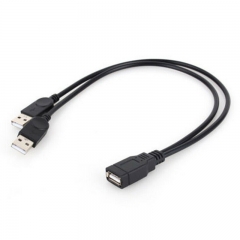 USB 2.0 1 Female To 2 Male Y-Splitter Data Sync Charging Extension Cable