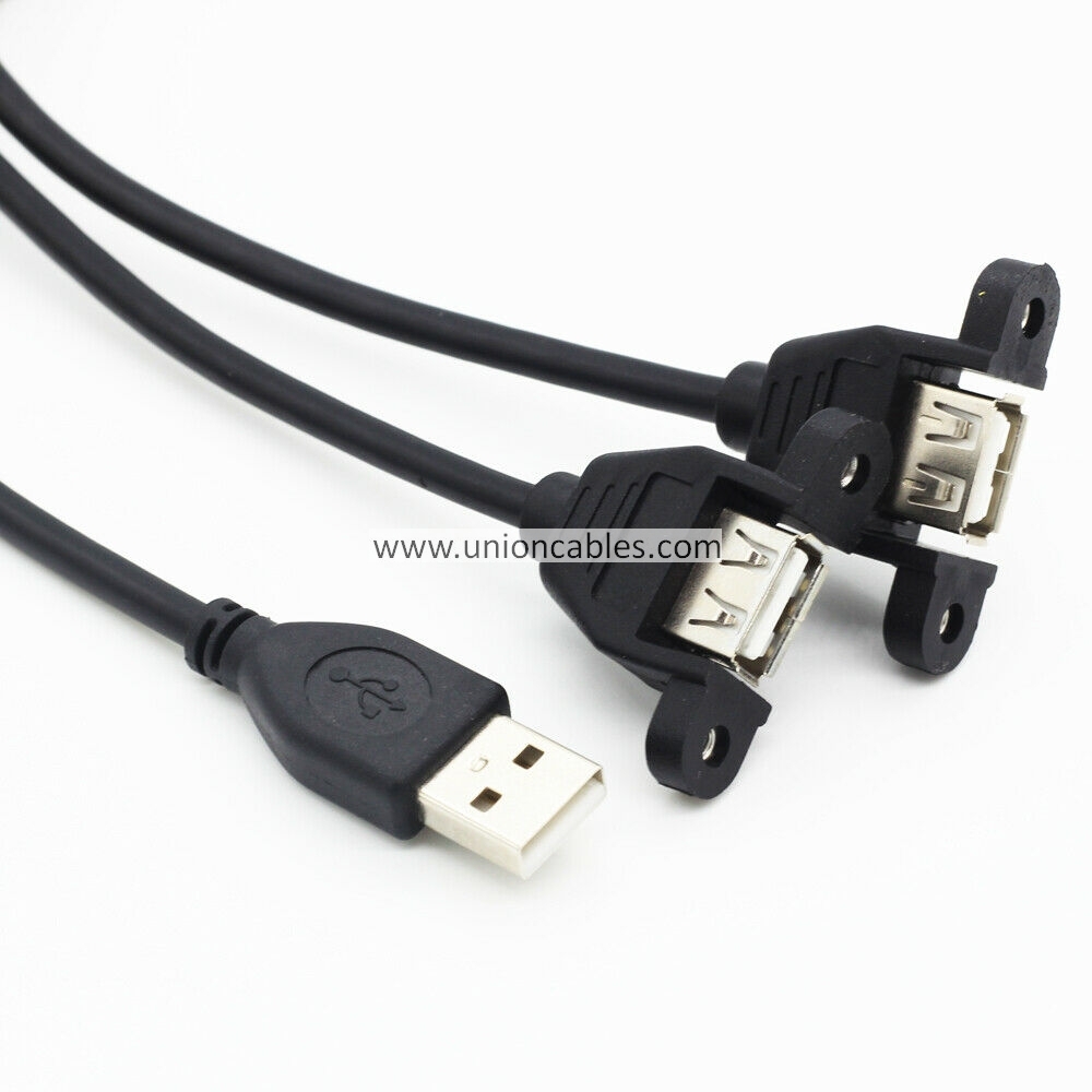 Y Splitter USB Cable USB2.0 Type A 1 Male 2x Female Extension Panel Cord