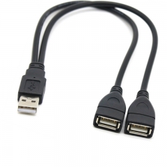 USB Cable Y Splitter 1 Male 2 Female Cord