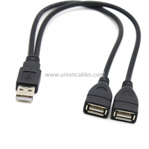 USB Cable Y Splitter 1 Male 2 Female Cord