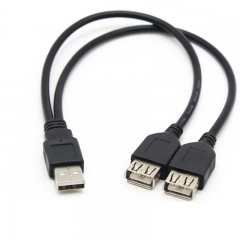 USB Cable Y Splitter 1 Male 2 Female Cord