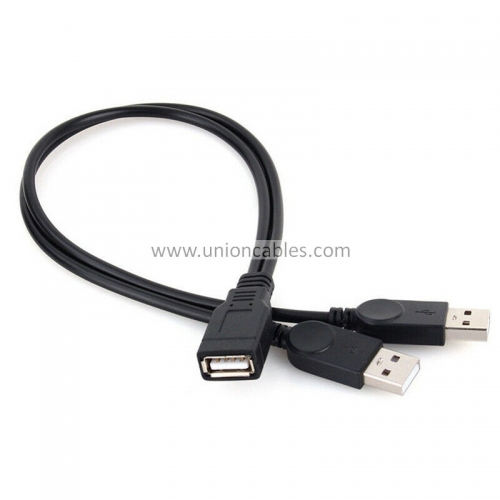 USB 2.0 1 Female To 2 Male Y-Splitter Data Sync Charging Extension Cable