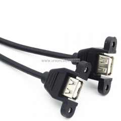 USB Y Splitter Cable 2.0 A 1 Male to 2 Female Panel Mount Cord Screw Lock