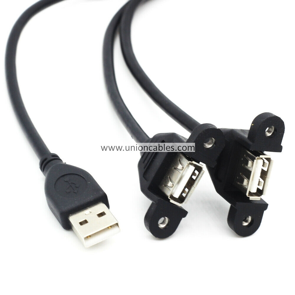 Y Splitter Usb Cable Usb2 0 Type A 1 Male To 2x Female Extension Panel Mount Cord