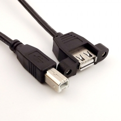 USB 2.0 A Female Panel Mount to USB B Male Socket Printer Cable Cord 1.5FT