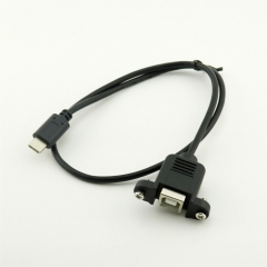 USB 3.1 Type C Male to USB 2.0 B Type Female Data Cable With Screw Panel Mount