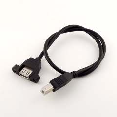 USB 2.0 A Female Panel Mount to USB B Male Socket Printer Cable Cord 1.5FT