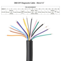 1ft Feet 30cm/12 16 Pin J1962 OBD OBDII OBD2 Female Connector Car Diagnostic Extension Cable Cord Pigtail DIY Mobley Adapter