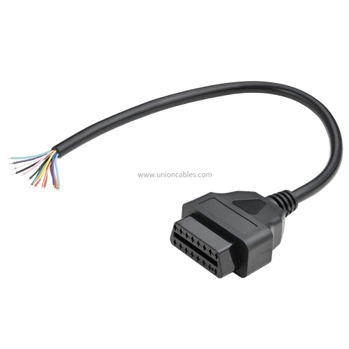 1ft Feet 30cm/12 16 Pin J1962 OBD OBDII OBD2 Female Connector Car Diagnostic Extension Cable Cord Pigtail DIY Mobley Adapter