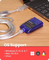 USB to Serial RS-232 Adapter with LED Indicators, FTDI Chipset, Supports Windows 11/10/8.1/8/7/, Mac OS X 10.6 and Above