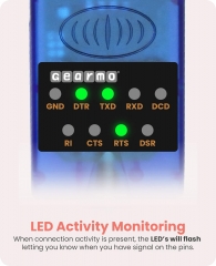 USB to Serial RS-232 Adapter with LED Indicators, FTDI Chipset, Supports Windows 11/10/8.1/8/7/, Mac OS X 10.6 and Above