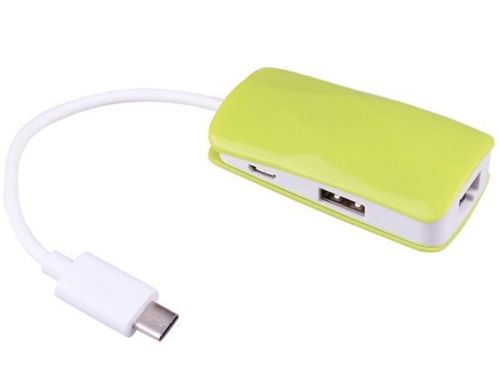 USB 3.1 Type C to Ethernet+Micro USB+2-PORT 2.0 HUB Adapter