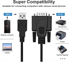 4 Port USB to Serial RS232 Adaptes Industrial Grade FTDI-FT4232 Chipset RS232 Cable DB9 Serial Port to USB RS232 Adapter 9 Pin Serial for Winows11/10/8/7 Vista XP 2000 Linux and Mac OS