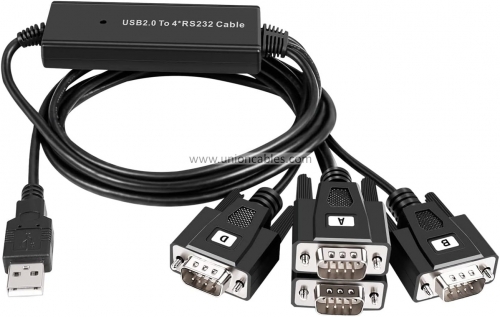 4 Port USB to Serial RS232 Adaptes Industrial Grade FTDI-FT4232 Chipset RS232 Cable DB9 Serial Port to USB RS232 Adapter 9 Pin Serial for Winows11/10/8/7 Vista XP 2000 Linux and Mac OS