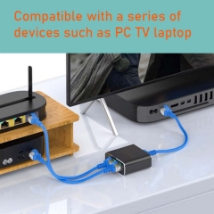 RJ45 1 to 2 Splitter Adapter Network 1000M LAN Ethernet Female Connector