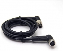 M8 4 Pin Industrial Waterproof Plug Male to Female 90 Degree Cable Cordset