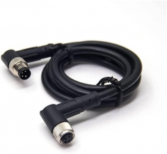 M8 4 Pin Industrial Waterproof Plug Male to Female 90 Degree Cable Cordset
