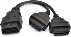 30cm/12 OBD2 OBD II Splitter Extension Y J1962 16 Pin Cable Male to Dual Female Cord Adapter
