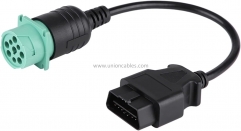 9 Pin to 16 Pin Cable Adapter, 9 Pin to 16 Pin OBD2 Truck Diagnostic Scanner Cable Adapter