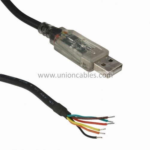 TTL-232RG-VIP-WE ,USB to TTL cable w/ Embd Electronics, LEDs, Specifd Logic Levels, WireEnd