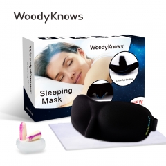 WoodyKnows Masque de Sommeil Masque de Nuit Ultra-Douce Masque de Voyage Masque de yeux Ergonomique pour Dormir avec Bouchons d'oreille