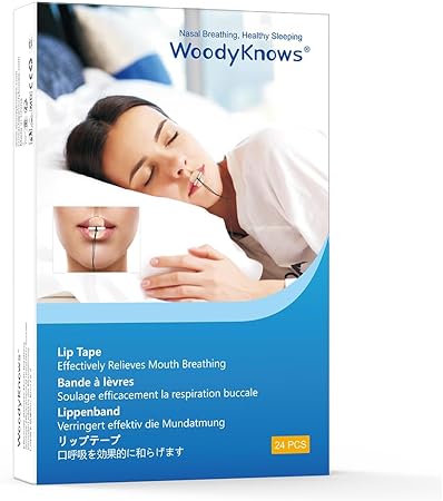 WoodyKnows 2023年12月新版安全唇带、抗打鼾睡眠条、干口呼吸辅助工具、鼻呼吸辅助工具、改进打酣解决方案（24包）