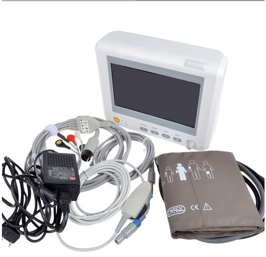 7 Inch CE Approved Portable TFT Display Patient Monitor with ECG, NIBP, SpO2, TEMP, RESP, PR
