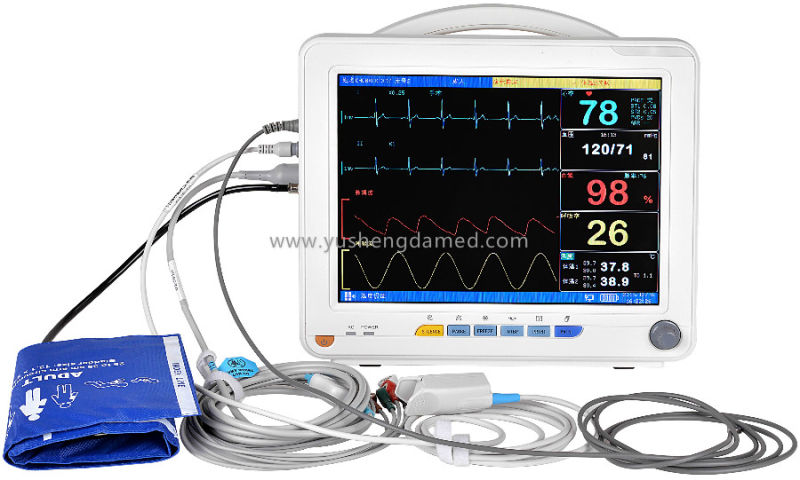 12.1'' Multi-Parameter Patient Monitor ECG, NIBP, SpO2, Temp, Resp Optional Printer Hospital ICU Ccu-Maggie Ysd16L CE Approved
