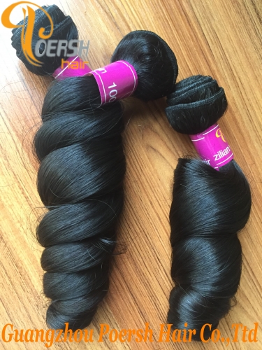Poersh Hair 8A Uprocessed Raw Virgin Hair Top Quality 1B Natural Black Color Loose Wave 4Pcs/Lot Human Hair Weft