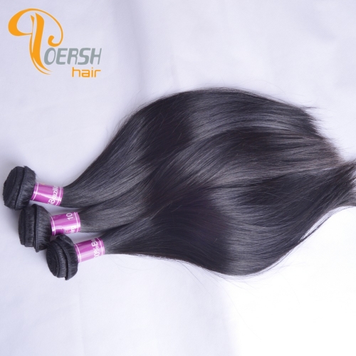 Poersh Hair 8A Unprocessed Raw Virgin Hair Top Quality 1B Natural Black Color Straight Hair 3Pcs/Lot Human Hair Weft