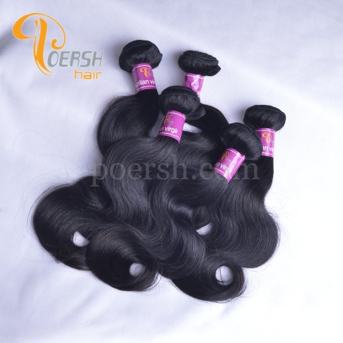 Poersh Hair 8A Unprocessed Raw Virgin Hair Top Quality 1B Natural Black Color Body Wave 10Pcs/Lot Human Hair Weft
