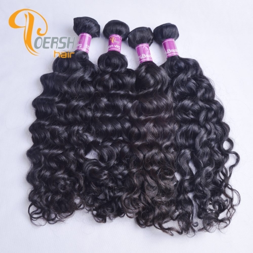 Poersh Hair 8A Unprocessed Raw Virgin Hair Top Quality 1B Natural Black Color Italy Curly 10Pcs/Lot Human Hair Weft