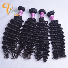 Poersh Hair 8A Unprocessed Raw Virgin Hair Top Quality 1B Natural Black Color Deep Wave 10Pcs/Lot Human Hair Weft