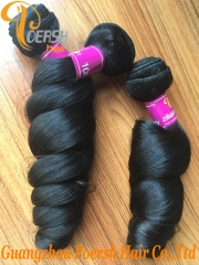 Poersh Hair 8A Unprocessed Raw Virgin Hair Top Quality 1B Natural Black Color Loose Wave 10Pcs/Lot Human Hair Weft