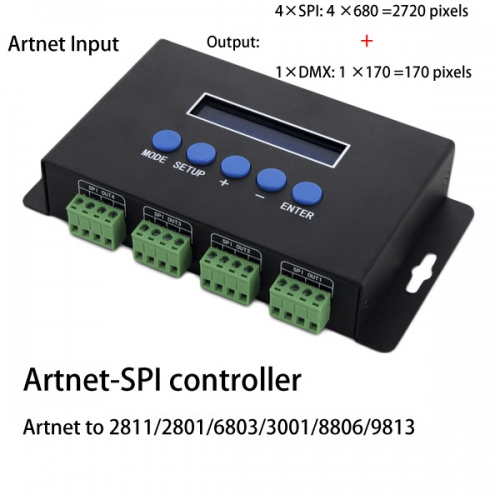 MADRIX/Freestyler 16 universe Artnet to SPI ws2811 ws2812b LED controller 204