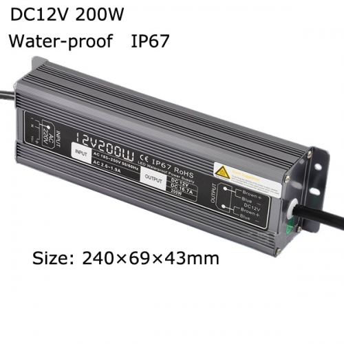 DC12v 200W waterproof IP67 LED Power Supply