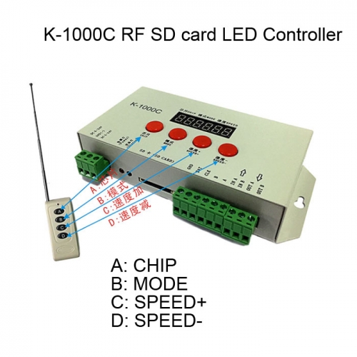 K-1000C RF remote SD Pixel LED controller ws2801 ws2811 ws2812b