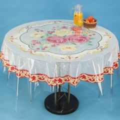 PVC printed cheap round tablecloth in roll factory