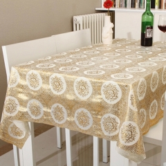 pvc gold lace tablecloth shandong factory
