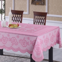 new design PVC color red lace tablecloth factory