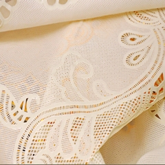 PVC lace with gold 132 round table cloth, gold table runner