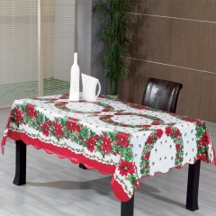 new design christmas plastic tablecloth PVC with flannel backing