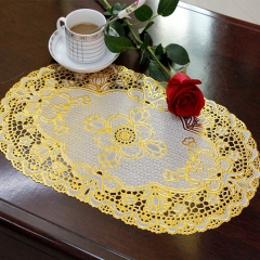 PVC 30*46cm gold lace oval placemat, oval vinyl lace placemats