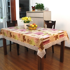 nonwoven/flannel backing pvc material printed plastic tablecloth LFGB decorative for home/party/wedding use